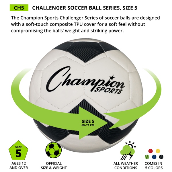 CHALLENGER SOCCER BALL, SIZE 5, YELLOW/WHITE