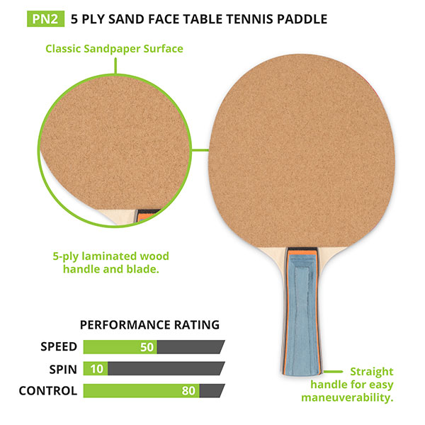 Champion Sports 5 Ply Sandpaper Face Table Tennis Paddle Single 