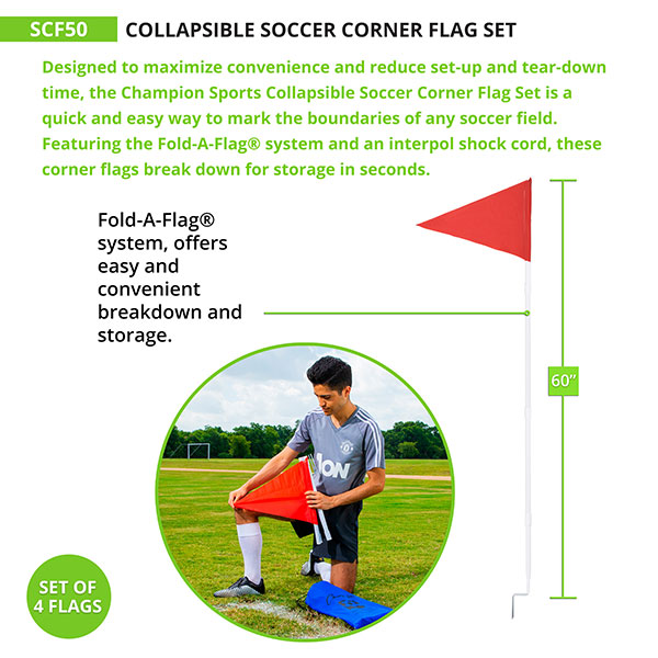 MULTI COLOURED SOCCER SPORTS PITCH BOUNDARY MARKERS CORNER FOLDABLE POSTS FLAG 