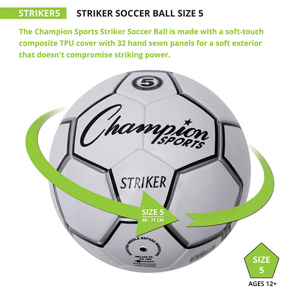 NEW Champion Sport Striker Soccer Ball Black White Size 5 FREE SHIPPING 