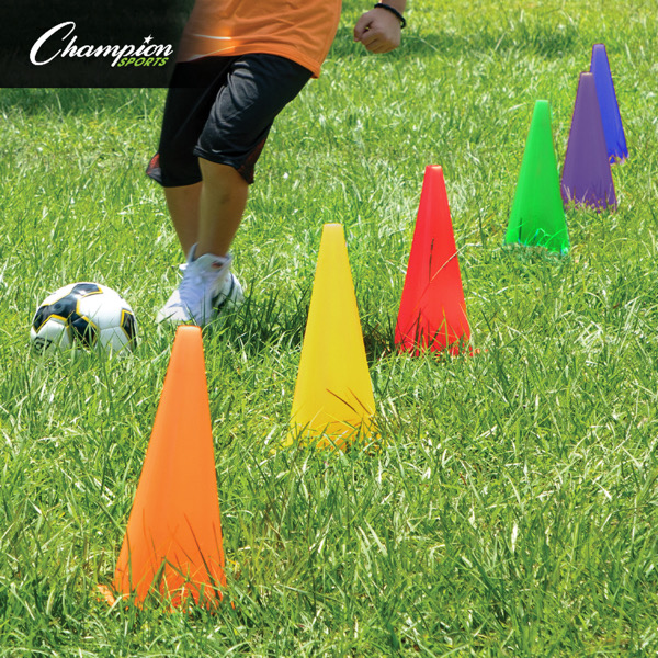NEW Champion 9" Poly Cones Set of 4 TC9 Flourescent Orange Soccer Hi Visability 